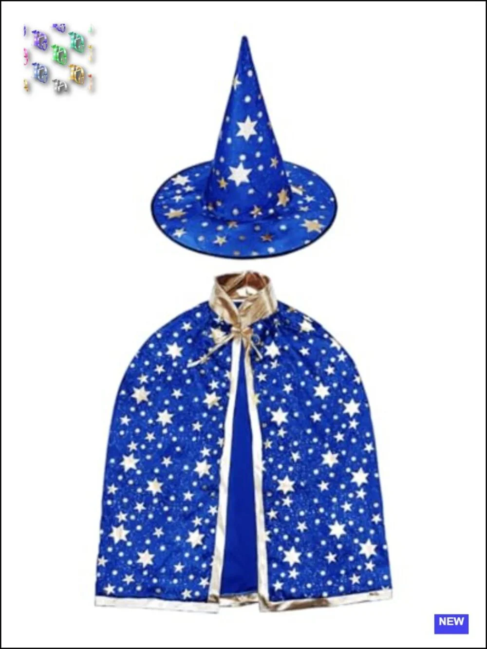 Kids Wizard Costume Cape & Hat Set Polyester Halloween Cosplay Dress Up